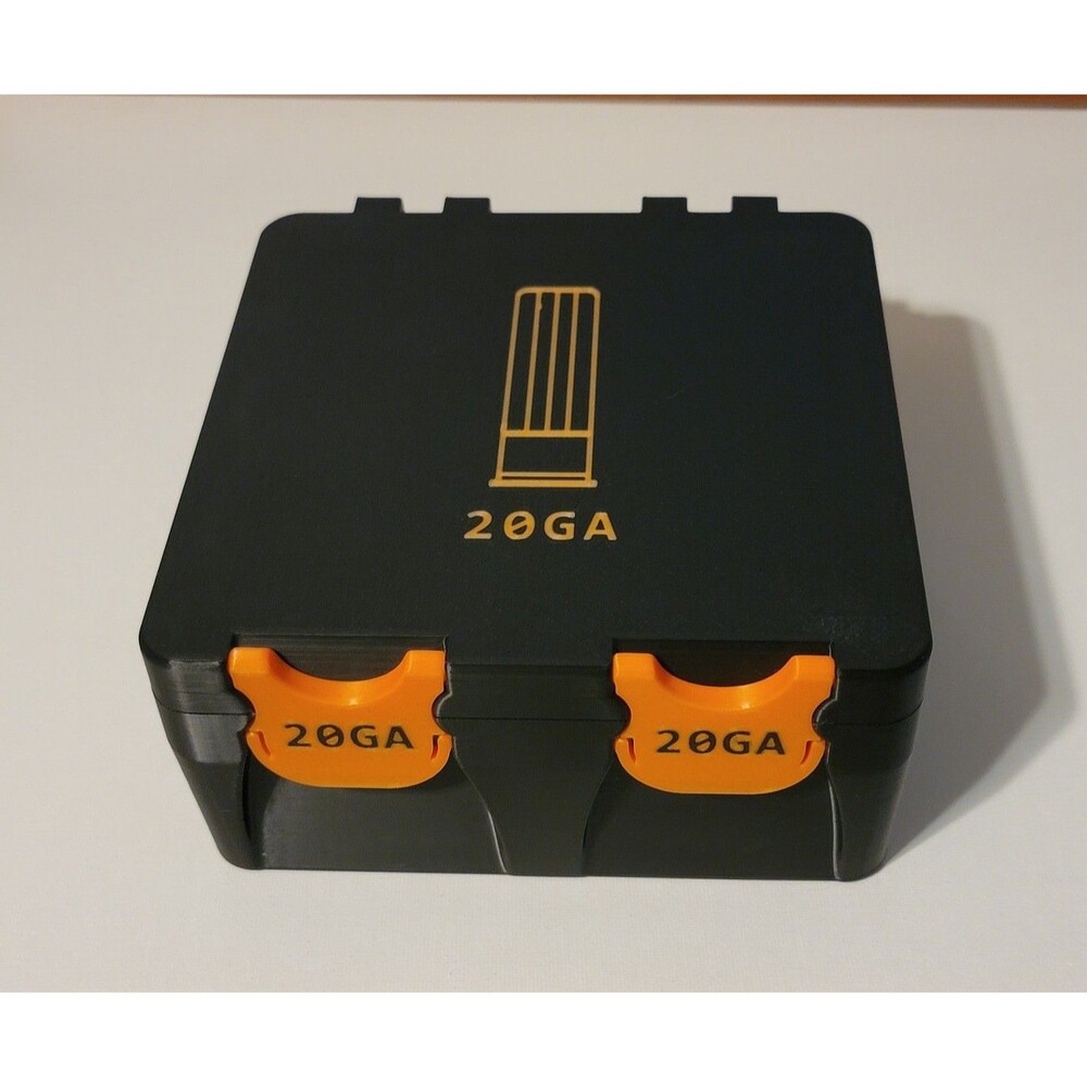 20 Gauge Ammo Box Snap Lock 3" 30 rd Large Storage Black / Orange Combo Pla
